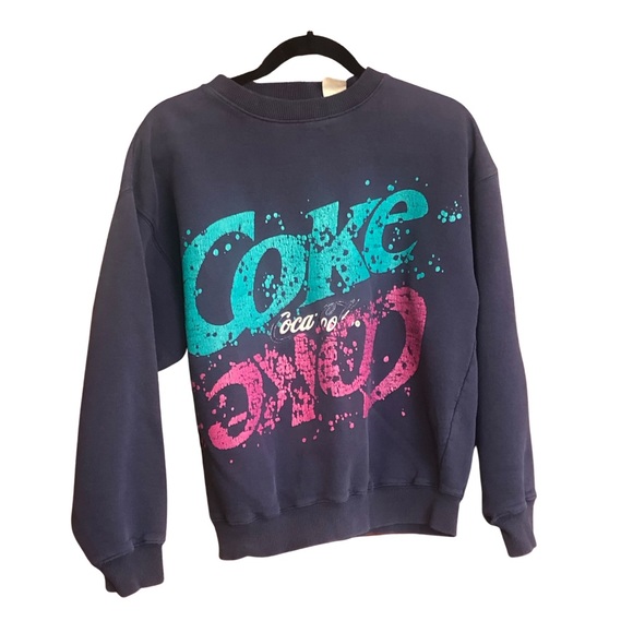 True Vintage Coca Cola Sweatshirt navy - Picture 1 of 8